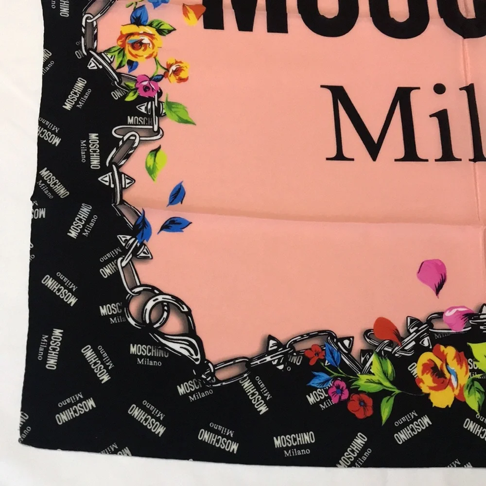 Moschino Silk Scarf Made in Italy 26in x 25in Floral Milano NWT